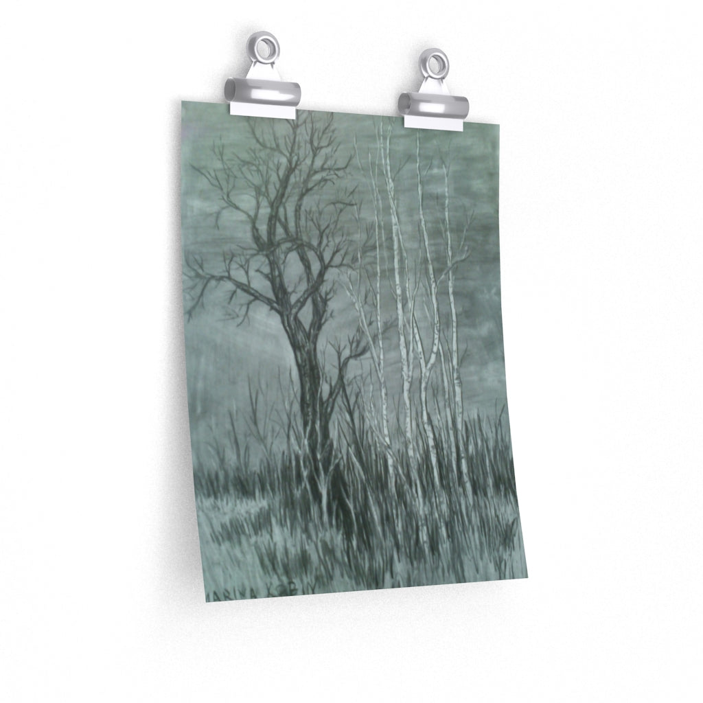 Black  & White Grim Tree Poster