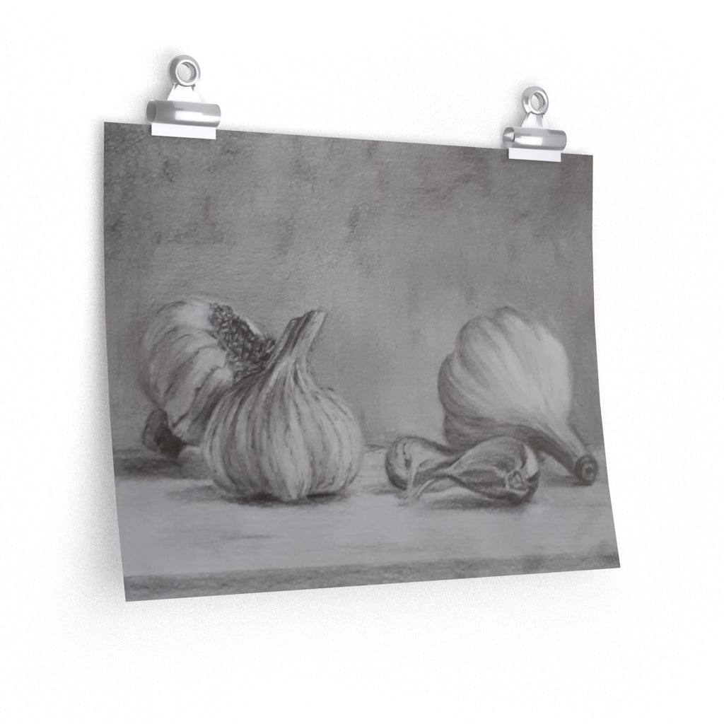 Black & White Garlic Poster