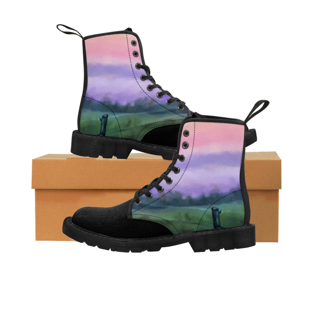 Women's Pink Sky Canvas Boots