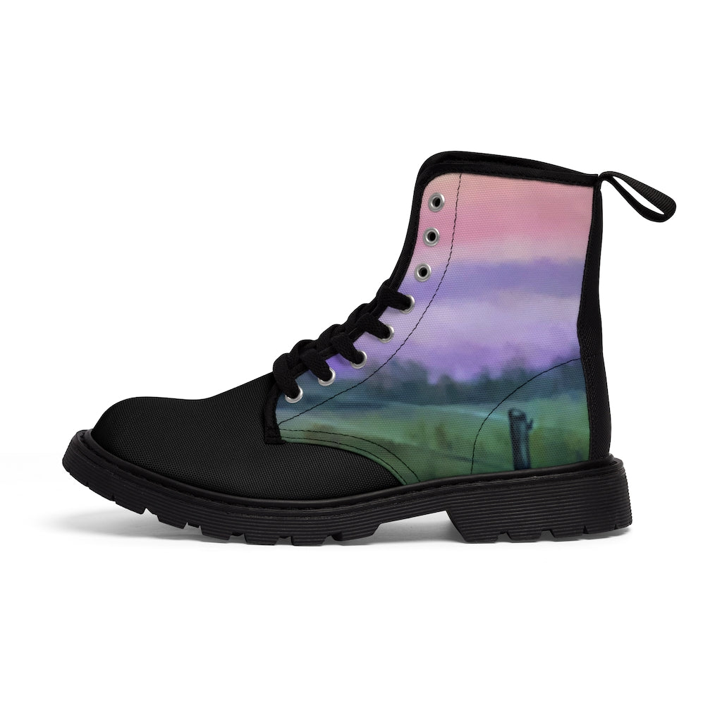 Women's Pink Sky Canvas Boots