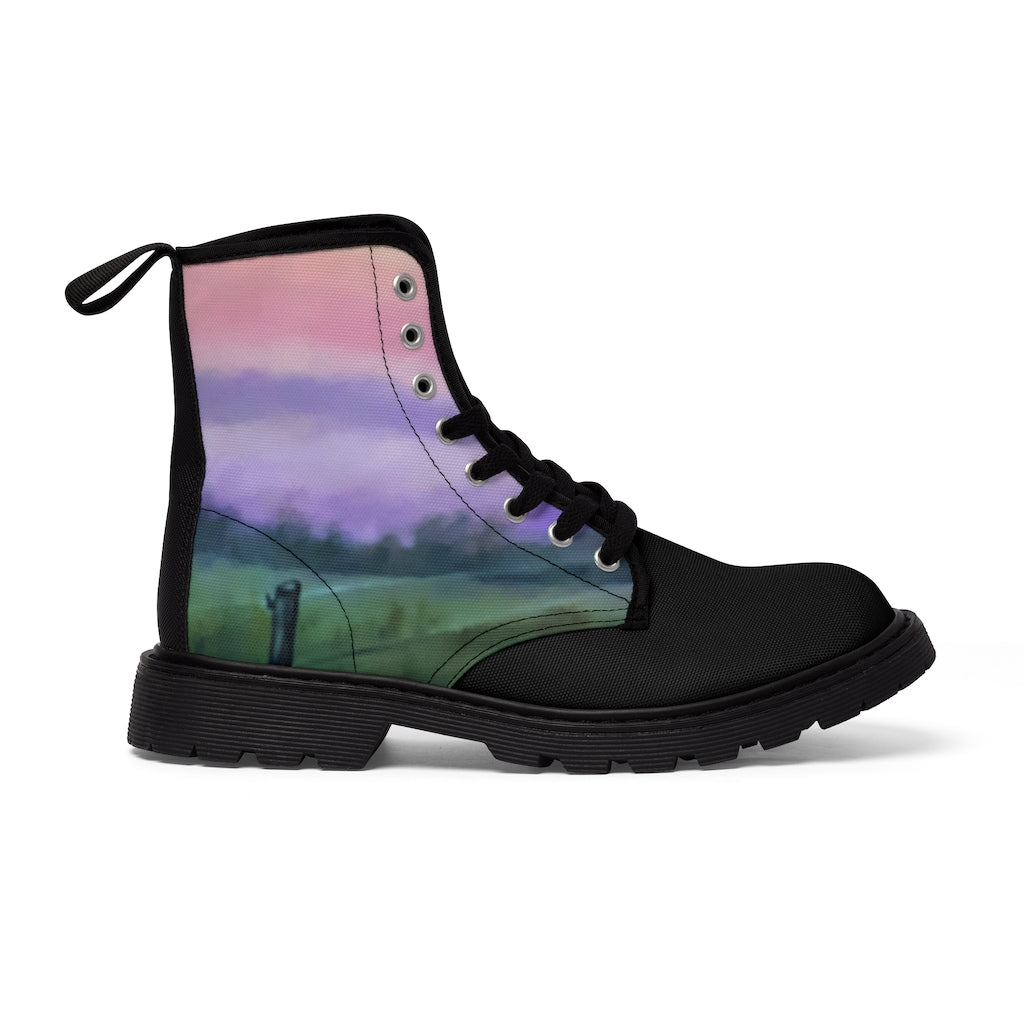 Women's Pink Sky Canvas Boots